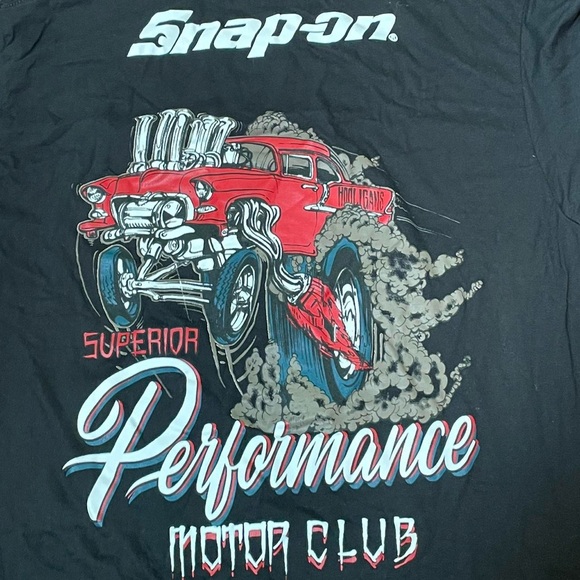 SNAP ON Tools Mens Black graphic T-Shirt Short Sleeve Performance Motor Hooligan - Picture 2 of 6